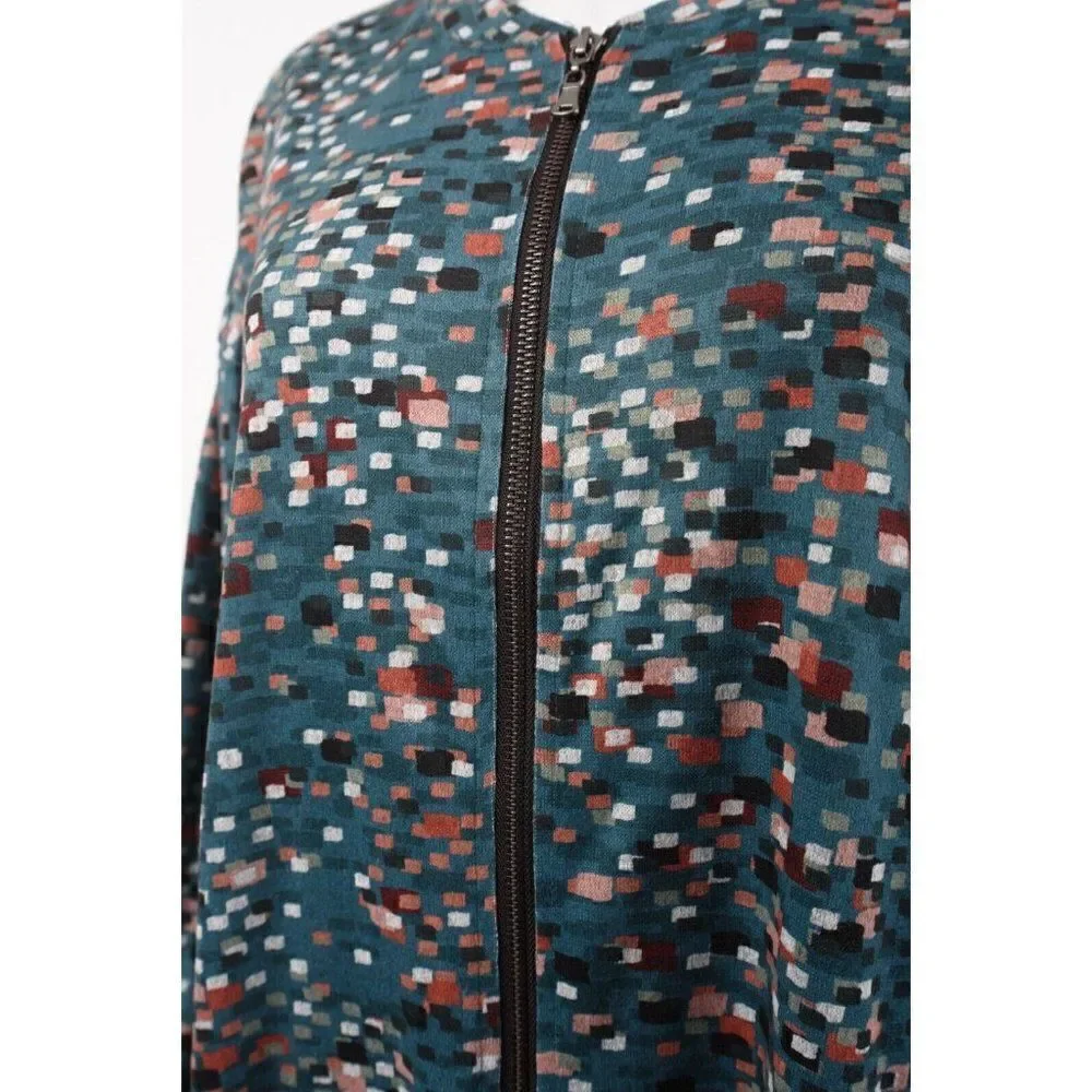 CJ Banks Womens Cardigan sweater 1X 16-18W Green Blue Multi-Color Zip-Up NWT